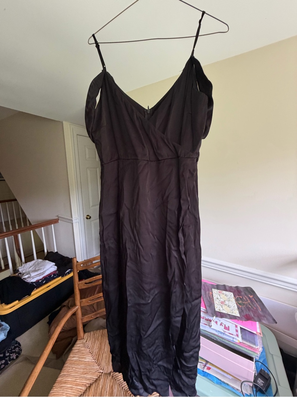 Bardot Black V-Neck Slip Midi Dress